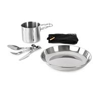 GSI Outdoors Glacier Stainless Set de 3 couverts pour 1 personne avec tasse de 590 ml et assiette de 21,6 cm