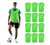 GSI Sports Bibs Pinnies Lot de 12 maillots de sport pour équipes de football, de cricket, de sport sur piste et sur terrain Vert fluo Taille L