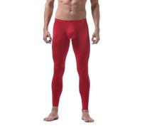 GSJDKN Homme Leggings Soie glacée Transparent Pantalons sous-vêtements Bas Taille Basse Élastique Pantalons Caleçons Longs Slim Leggings Collants