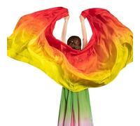 GSJNHY Voiles de Danse Soie Voiles de Danse du Ventre en Soie écharpe à la Main châle Solide Couleur purpe Accessoire de Costume de Danseuse Blanc Vert dégradé (Color : 14, Size : 200X90cm-Girl Size)