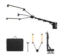 GSKAIWEN 50W Lumière Dimmable LED A Double Bras avec Bras de Perche Support Mural Triangle 110cm Kit d'Eclairage Photographique pour Maquillage, En Direct,Lampe de Tatouage,Vidéo de Studio,Cils,Beauté