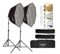 GSKAIWEN Kit de Softbox Eclairage Parabolic Octogonal 110W, Softbox 95cm avec Grille Alvéolaire/Télécommande/Support pour Lumière de Studio, Enregistrement Vidéo, Photographie de Portraits, en Direct