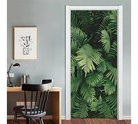 GSKBDQ Sticker De Porte Plante À Feuillage Vert 95X215Cm Trompe l'oeil Effet 3D Intérieure Papier Peint Imperméable Auto-Adhésif Muraux Chambre Salon Cuisine Autocollant De Porte Décoration