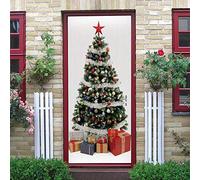 GSKBDQ Sticker De Porte Sapin De Noël 95X215Cm Trompe l'oeil Effet 3D Intérieure Papier Peint Imperméable Auto-Adhésif Muraux Chambre Salon Cuisine Autocollant De Porte Décoration