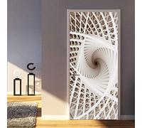 GSKBDQ Sticker Porte Trompe L'Oeil Effet 3D Pour Décoration Autocollant De Porte Création En Spirale Blanche 90X200Cm Chambre Salon Cuisine Salle De Bain Papier Peint Imperméable Amovible Muraux