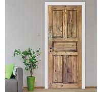 GSKBDQ Stickers Porte 77X200Cm 3D Trompe l'oeil Porte en Bois Marron Vintage Autocollant De Porte Wall Mural Poster De Porte Amovible Adhésif Papier Peint Salon Chambre Salle De Bain Décoration