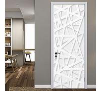 GSKBDQ Stickers Porte Trompe L'Oeil 3D Géométrique Blanc Simple Auto-Adhésif Autocollants Papier Peint 77X200Cm Pvc Imperméable Amovible Diy Vinyle Murales Chambre Salon Cuisine Decoration Murale