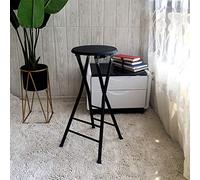 GSKD Tabouret De Bar Pliable Chaise De Bar De Cuisine avec Repose-Pied 60cm 70cm Tabouret Haut Portable Noir Blanc Couleur Bois Chaise De Cuisine Cadre Métallique (Color : Black, Size : 60cm)