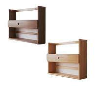 GSKFXJ Bibliothèque De Bureau en Bois avec Tiroir, Étagère À Poser sur Bureau Autoportante, Organisateur De Rangement Simple pour Petits Espaces(Wood Color,L:40cm/15.7in)