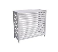 GSKFXJ Cache Climatiseur Exterieur en Bois Massif, Cache De Protection pour Unités Extérieures, Cache De Protection pour Climatisation(White,39.3x16.9x37in)