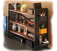 GSKFXJ Étagère Bureau À Poser sur Bureau, Etagere Rangement À 3 Couches Multifonction, Présentoir avec Organisateur pour Étude/dortoir/Maison(Black,50x15x60cm)