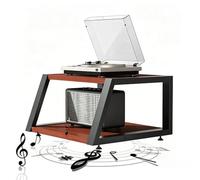 GSKFXJ Étagère HiFi 3 Niveaux, Support De Système Audio avec Étagère Réglable, Rack HiFi pour Chaînes Stéréo, Stockage De Disques Vinyles, Meuble Multimédia(Teak,2 Tier)
