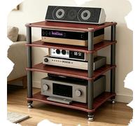 GSKFXJ Meuble Audio Ouvert Support Multimédia HiFi, 2/3/4 Etagères Armoire D'équipement Audio, Étagère d'angle pour DVD,Console De Jeu,Amplificateurs,Médias(Teak,4-Tier (60x48x75cm))