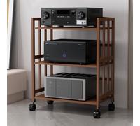 GSKFXJ Meuble Multimédia AV Mobile 2/3 Etagères Étagère Multimédia avec Étagères Réglables en Hauteur, Support Multimédia AV pour Lecteurs DVD(Tea,3-Tier 70x38x88cm)