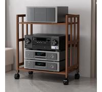 GSKFXJ Meuble Multimédia AV Mobile 2/3 Etagères Étagère Multimédia avec Étagères Réglables en Hauteur, Support Multimédia AV pour Lecteurs DVD(Tea,2-Tier 60x38x77cm)