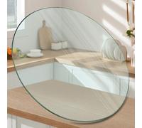 GSKFXJ Plateau De Table De Vitre 28 48 60 80cm Dessus De Table Clair De Verre Trempé, Plateau Rond De Tables avec Bords Polis(90CM(35in))