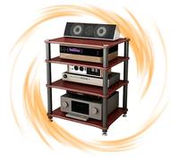 GSKFXJ Support Multimédia AV Ouvert Armoire D'équipement Audio Meuble Chaine HiFi, Meuble Tourne Disque Vinyle, Étagère Multimédia pour Consoles De Jeux/Imprimante(Teak,4-Tier (60x48x75cm))