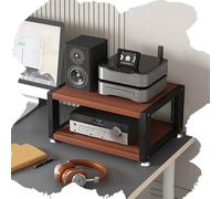 GSKFXJ Support Multimédia AV Petit, Étagère Multimédia 2/3/4 Etagères, Meuble Chaine HiFi, Armoire Vidéo pour Salle D'Enregistrement, Meuble Tourne Disque Vinyle(Teak,2Tier-L40cm)