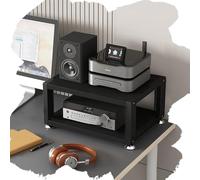 GSKFXJ Support Multimédia AV Petit, Étagère Multimédia 2/3/4 Etagères, Meuble Chaine HiFi, Armoire Vidéo pour Salle D'Enregistrement, Meuble Tourne Disque Vinyle(Black,3Tier-L45cm)