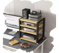 GSKFXJ Support Multimédia AV Petit, Étagère Multimédia 2/3/4 Etagères, Meuble Chaine HiFi, Armoire Vidéo pour Salle D'Enregistrement, Meuble Tourne Disque Vinyle(Walnut,4Tier-L45cm)