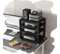 GSKFXJ Support Multimédia AV Petit, Étagère Multimédia 2/3/4 Etagères, Meuble Chaine HiFi, Armoire Vidéo pour Salle D'Enregistrement, Meuble Tourne Disque Vinyle(Black,3Tier-L40cm)