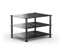 GSKFXJ Tour De Support Audio À 3 Niveaux, Petite Armoire Stéréo Ouvert, Mini Support Multimédia AV, Meuble Chaine HiFi De Bureau(Black)