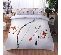 GSKOQD Housse Couette 140X200Cm Microfibre - Parure De Lit Bebe Imprimé Arc Et Flèches en Plumes Colorées, Housse De Couette 2 Personnes avec Fermeture Éclair, Parure Housse avec 2 Taies d'oreiller