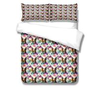 GSKOQD Housse De Couette 220X240Cm 3D Chiot Animal Coloré Motif - Parure De Lit 2 Personnes avec Fermeture Éclair, Housse Couette Imprimé en Microfibre avec 2 Taies d'oreiller 65X65Cm