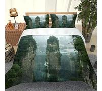 GSKOQD Housse De Couette Noël en Microfibre pour Adulte 240X260Cm 3 Pièces 3D des Sommets De Montagnes Pittoresques Motif Parure De Lit 2 Personnes avec Fermeture Éclair Et 2 Taies d'oreiller, Douc