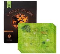 GSM Brands Tapis de combat avec grille pour donjons Jeu de rôle sur table Dragons - Lot de 4 planches ouvertes effaçables à sec, dos antidérapant (43,2 x 33 cm chacun pour une planche de 86,3 x 66 cm)