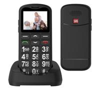 GSM Téléphone Portable Senior Débloqué avec Grandes Touches, Volume Élevé, Batterie 800 mAh, Bouton SOS, Station de Charge, Dual SIM, Réveil, Radio FM, Telephone Portable pour Personne Agée, Noir