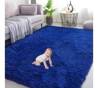 Gsogcax Tapis de salon super doux et moelleux pour chambre à coucher - Tapis hirsute, antidérapant et confortable - Grands tapis d'intérieur modernes pour décoration d'intérieur - Bleu roi 160 x 200