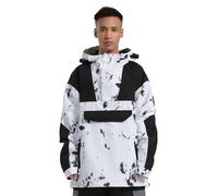 GSOU SNOW Veste de Snowboard Baggy Homme Coupe-Vent Isolée Ski Snow Anoraks | 15K Imperméable, Respirant, Veste Unisexe Color-Block, Capuche & Poignets Réglables, Multiples Poches, Jupe Anti-Neige