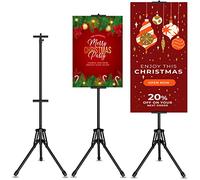 GSOW Support d'affiche pour support d'affichage, double face, support de panneau de sol, support de bannière rétractable, support de panneau réglable au sol, hauteur jusqu'à 203 cm, noir