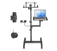 GSOW Support mobile à 2 étagères pour projecteur - Hauteur réglable jusqu'à 119 cm - Podium avec plateau ventilé - Très résistant - Pour bureau, maison, scène, DJ