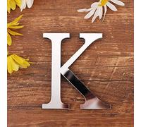 Gspirit 3D DIY Lettres Alphabet Décoratives Argent, Créatif Acrylique Surface du Miroir Alphabet 26 Lettres Autocollant Mural Fête de la Décoration de la Maison (K) - 1 Pièce