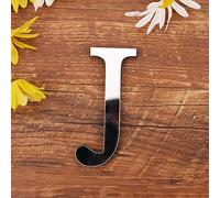 Gspirit 3D DIY Lettres Alphabet Décoratives Argent, Créatif Acrylique Surface du Miroir Alphabet 26 Lettres Autocollant Mural Fête de la Décoration de la Maison (J)