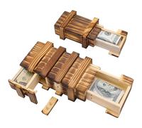 GSrenyu Lot de 2 boîtes casse-tête en bois avec 2 grands compartiments secrets pour argent, cadeaux, bijoux, cadeau d'anniversaire