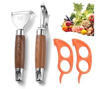 Gsrhzd Econome Legumes, 2 Pièces Eplucheur Légumes en Acier Inoxydable, Eplucheur Pomme de Terre avec 2 epluche Orange, pour Carottes, Aubergines, Poires, Mangues et Concombres