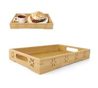 Gsrhzd Plateau de Service, 33 * 22 * 5cm Plateau Bambou Antidérapant Résistant à la Moisissure pour Thé, Collation, Fruits, Petit déjeuner, Tray Rectangulaire pour Domicile, Cafés, Restaurants etc