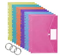 Gsrhzd Pochette Plastique A4, Lot de 12 Couleurs Pochette A4 avec Étiquettes, 11 Trous Chemise en Plastique pour Maison, Bureau, Ecole (6 Couleurs)
