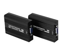Gsrimgratoe Extension de réseau VGA de 150 m RJ45 Extenseur VGA Transmetteur Audio Récepteur Compatible Source d'alimentation PoE Prise UE