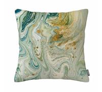 GSRONY Housse de coussin à motif marbré aquarelle marbrée bleu, vert et doré, motif abstrait de marbre liquide, taie d'oreiller à encre dorée, 45,7 x 45,7 cm