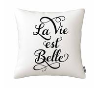 GSRONY Housse de coussin avec citation française La vie est belle, taie d'oreiller de décoration d'intérieur 45,7 x 45,7 cm