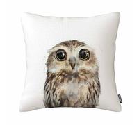 GSRONY Housse de coussin en coton et lin avec fermeture éclair Motif chouette 45,7 x 45,7 cm