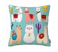 GSRONY Housse de coussin lamas abstrait de personnages de dessin animé lamas mignons 45,7 x 45,7 cm