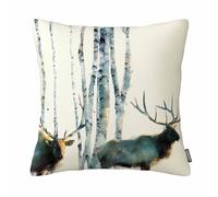 GSRONY Housse de coussin motif élan nordique peinture aquarelle wapiti, cerf, animaux de la forêt, taie d'oreiller de décoration intérieure, taie d'oreiller 45,7 x 45,7 cm