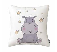 GSRONY Housse de coussin motif hippopotame rose africain mignon hippopotame étoile taie d'oreiller décoration d'intérieur 45,7 x 45,7 cm