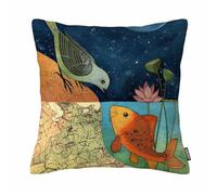 GSRONY Housse de coussin Poisson Oiseau et Poisson dans le Deux Mondes Forever Taie d'oreiller Décoration Maison Taie d'oreiller 45,7 x 45,7 cm, UKPC1-230911-L0007