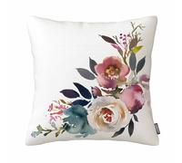GSRONY Housse de coussin rose bleu marine, anémone crépuscule, bleu pâle, rose gris, blanc, aquarelle, taie d'oreiller, décoration d'intérieur, 45,7 x 45,7 cm